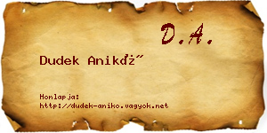 Dudek Anikó névjegykártya